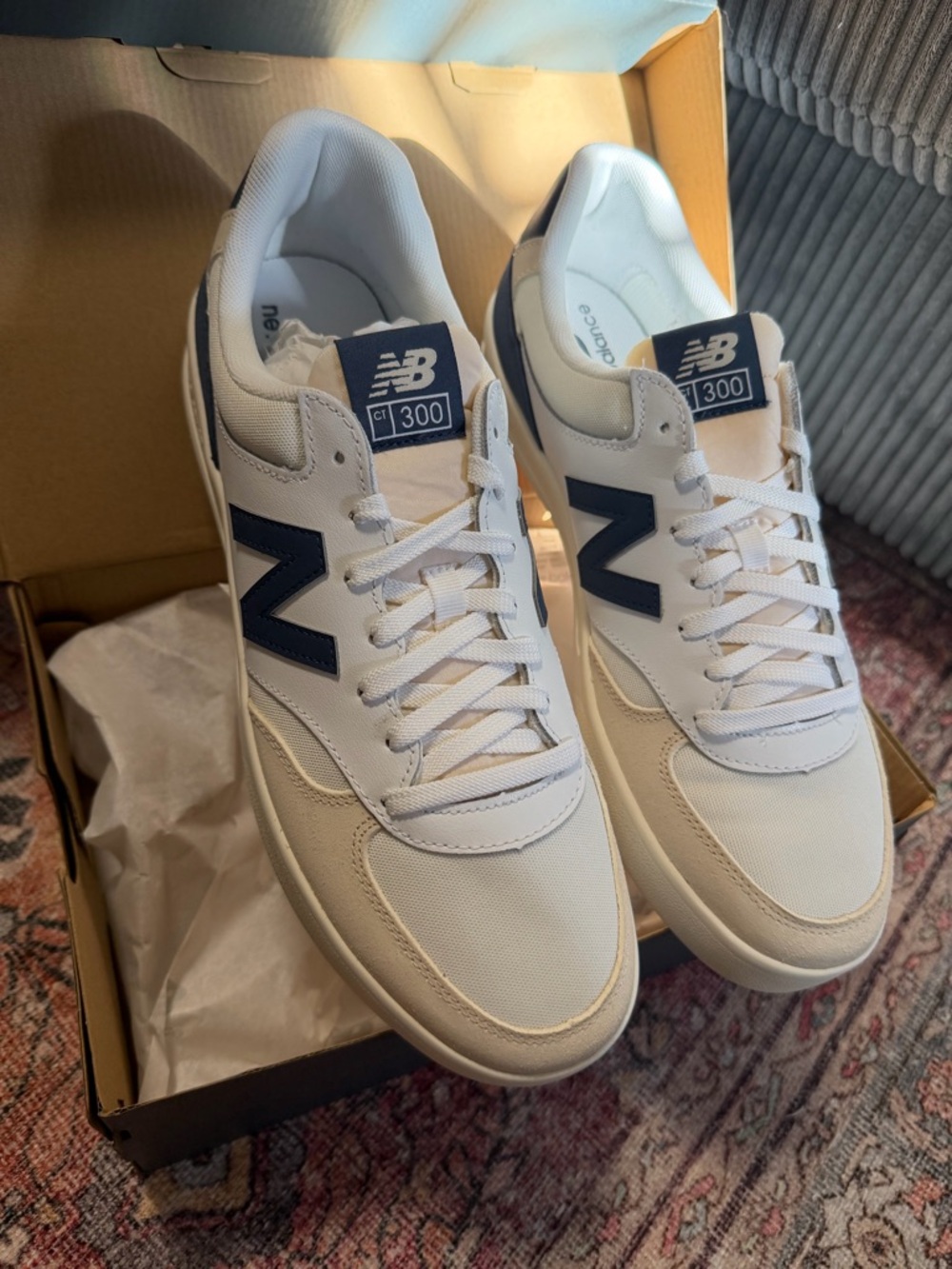 New Balance Men's White and Navy CT300 Casual Sneakers